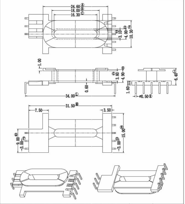 EDR2009变压器骨架   0.3
